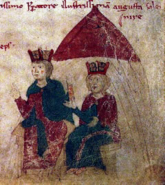 Costanza d'Altavilla regina di Germania nel 1191 con il marito Enrico VI Costanza d'Altavilla regina di Germania nel 1191 con il marito Enrico VI