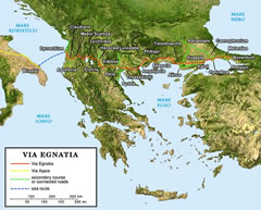 Tracciato antica Via Egnatia collegamento oltre l'Adriatico con l'Oriente