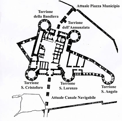 Taranto – Pianta del Castello Aragonese nel 1492 Taranto – Pianta del Castello Aragonese nel 1492