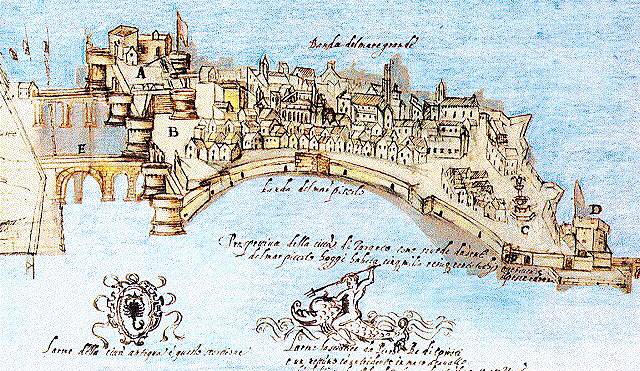 Incisione del 1761 - La città vecchia di Taranto: sulla sinistra il Castello Aragonese Incisione del 1761 - La città vecchia di Taranto: sulla sinistra il Castello Aragonese